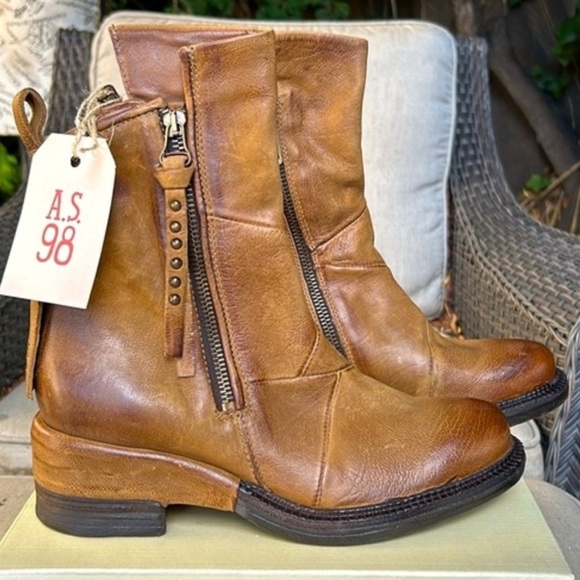 New with Box A.S.98 Stratford Leather Suede Boots in Wheat size 38/7.5 Sold Out - Picture 3 of 13
